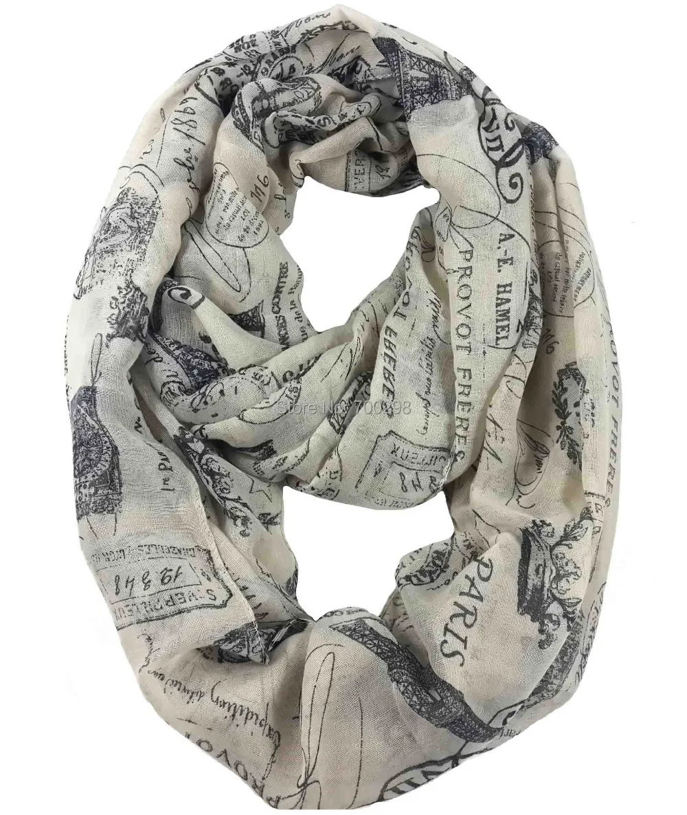 Vintage Postage Stamp Print Infinity Scarf Cowl Circle Accessories Gift for Ladies Free Shipping |