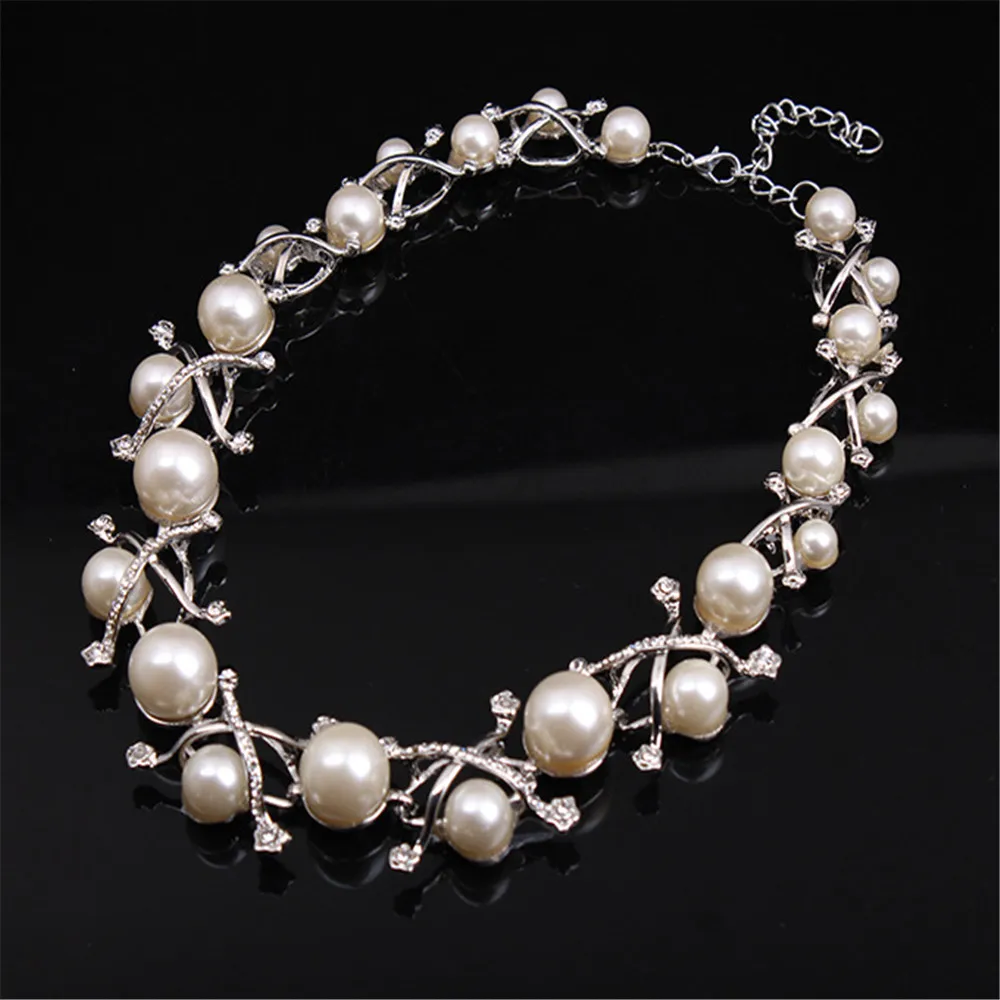 Модный новый стиль Синтетический жемчуг Чокеры ожерелье преувеличенная