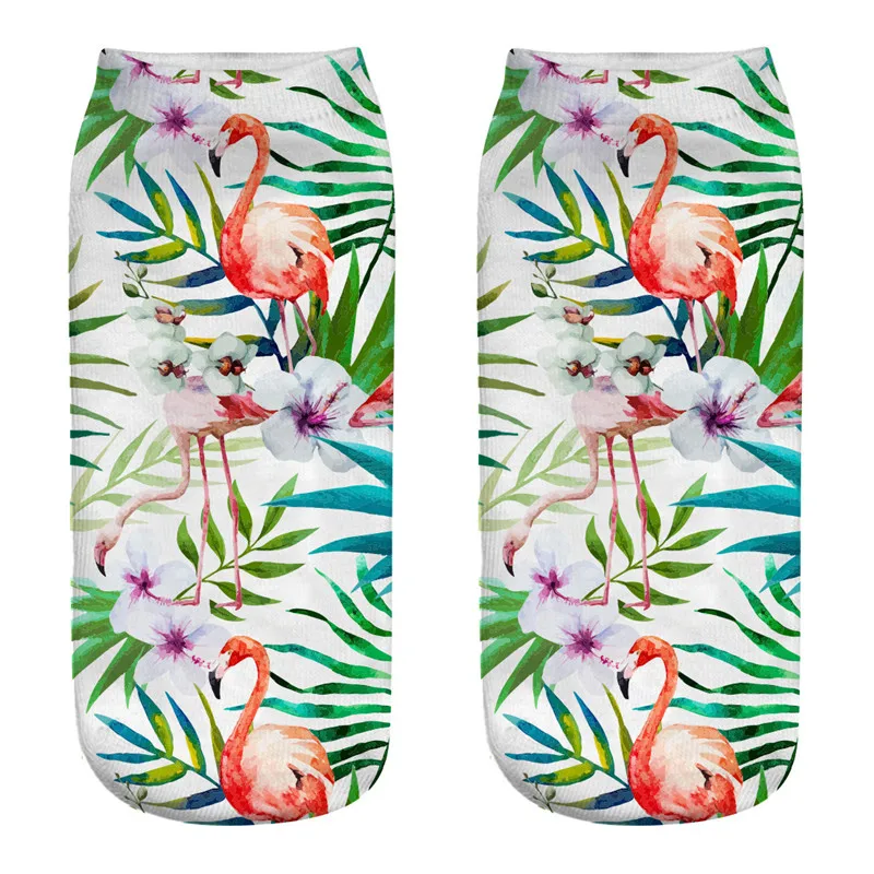 

CRAZY FLY Hot 3D Print Casual Flamingo 3D Printed Socks Women Durable Socks Cute Low Cut Ankle Sock Cartoons Casual Type Socks