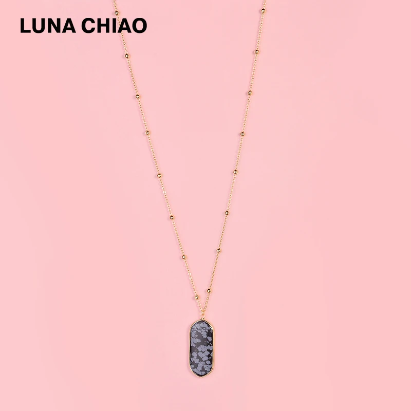 LUNA CHIAO модная длинная куперная цепочка полудрагоценные подвески и ожерелья