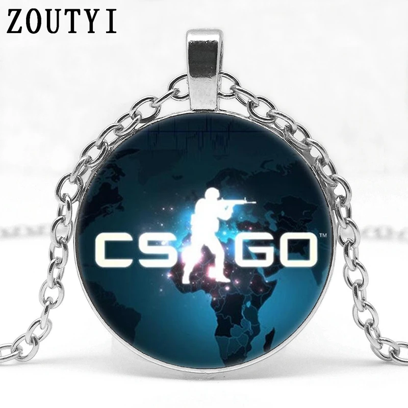 Silver /игра CS GO, стеклянная цепочка, ожерелье для мужчин, CSGO, аниме, без воротника, мужской колье, Homme, массивная подвеска, ювелирное изделие, лучший подарок - Окраска металла: Silver