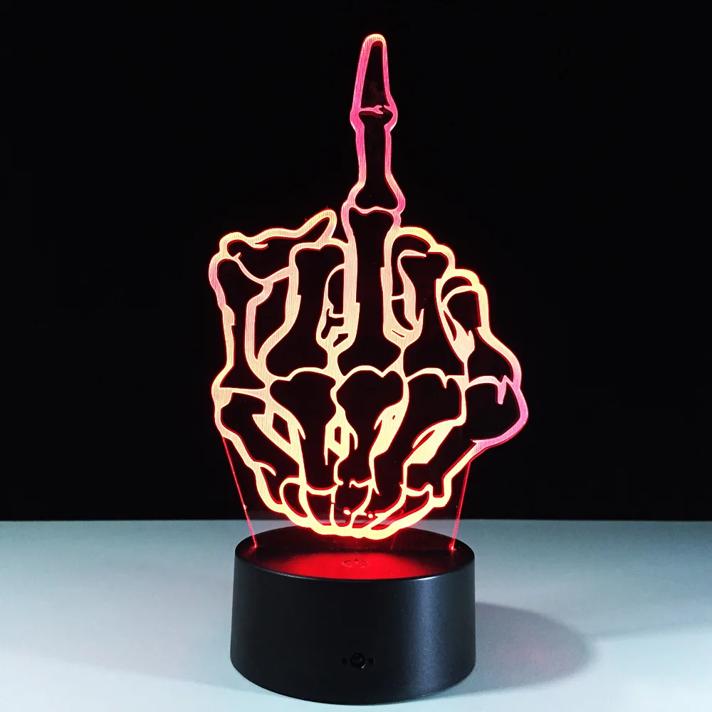 3D Голограмма С жестом среднего пальца цветной сенсорный светодиодный светильник