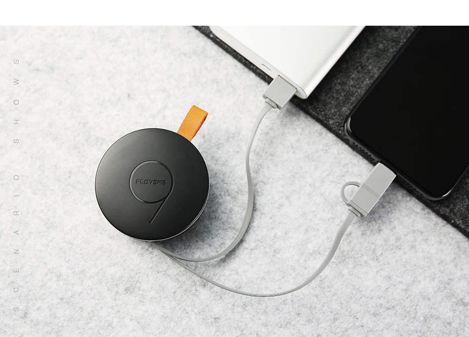 FLOVEME Выдвижной USB кабель 2 в 1 совместимый 2.1A Быстрая зарядка Регулируемый для iPhone X 8 7 6 samsung huawei микро кабель