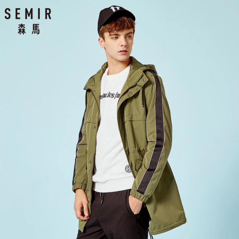 Куртка SEMIR мужская с капюшоном уличная ветровка на молнии длинным рукавом