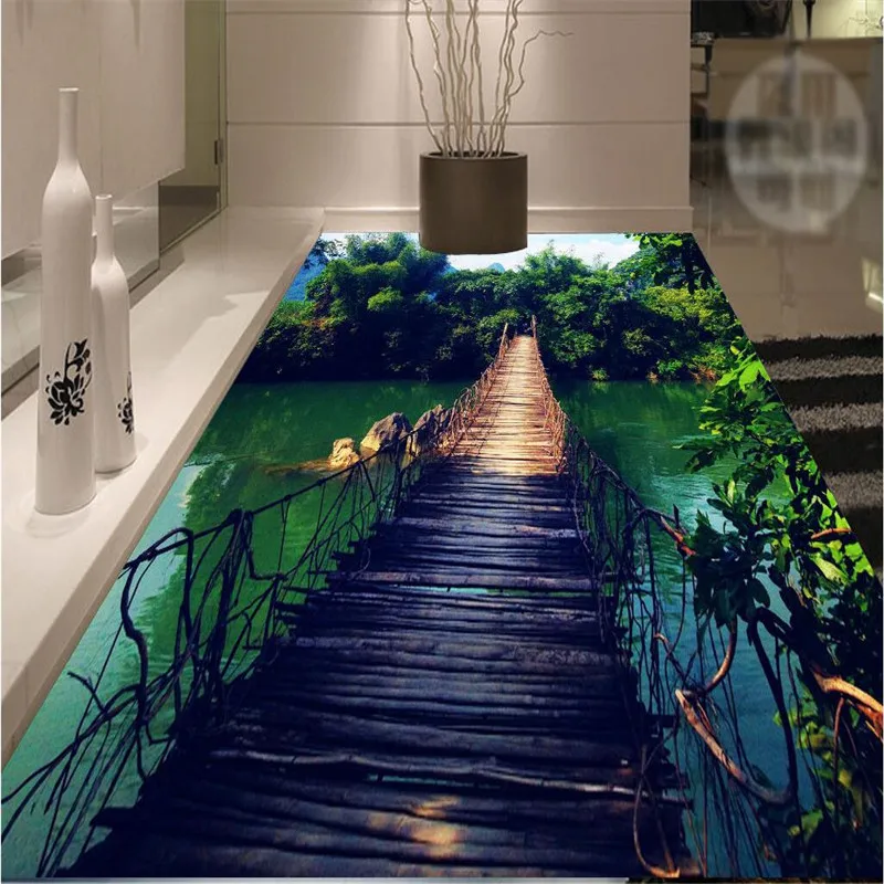Обои из ПВХ для ванной комнаты Mural 3d самоклеющиеся обои пола|floor painting|natural forestwall paper