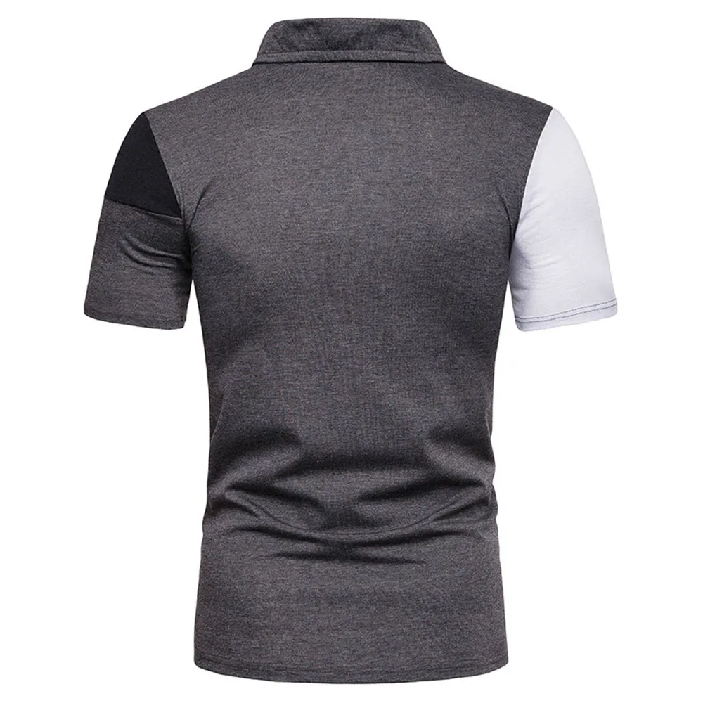 Топ для мужчин Slim Fit с коротким рукавом Повседневная футболка для гольфа Топы Para Hombre Tomme дикий контрастный цвет