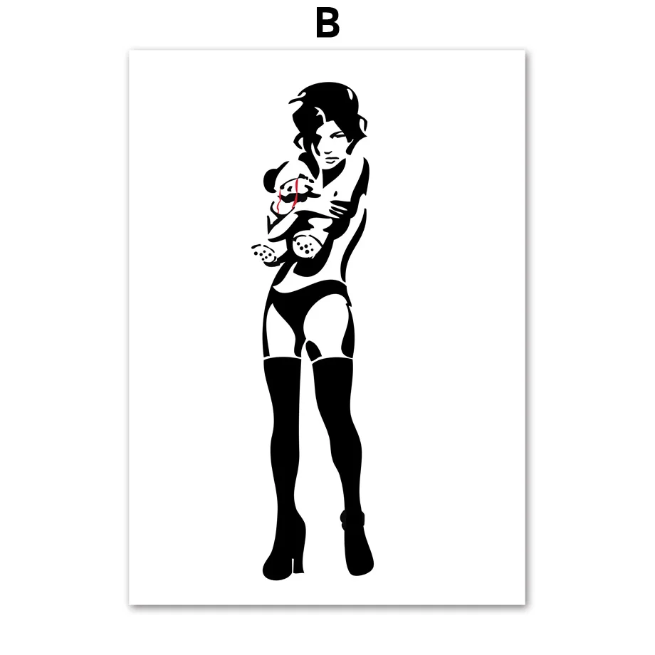 B Banksy скандинавские плакаты и принты настенные художественные картины на холсте Черно-белые настенные картины для гостиной скандинавский домашний декор - Цвет: B