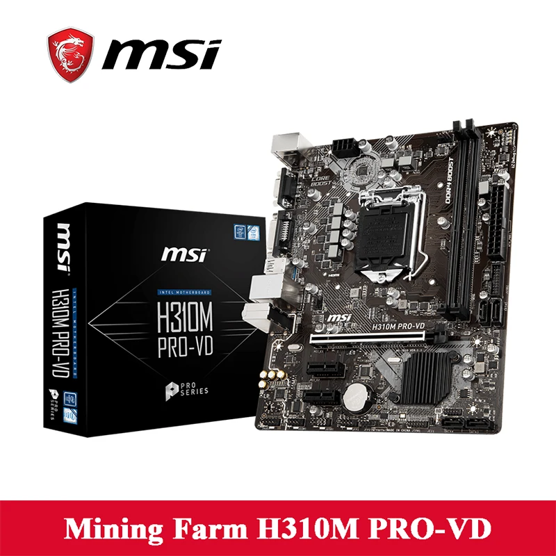MSi H310M PRO VD материнская плата 32 ГБ VGA/DVI 4 SATA 6 ГБ/сек. порты Intel H310 Чипсет DDR4 menory слоты 8