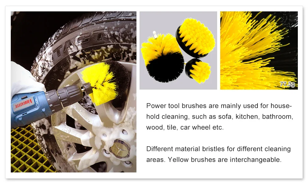 

3Pcs Cleaning Drill Brush Power Scrubber Kit for Car Bathroom Kitchen + 1pc 3" Backup Sanding Pad + 1pc 3" Buffing Sponge Pad
