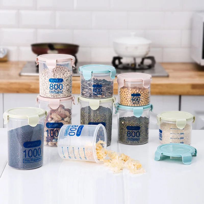 Кухонные бутылки для хранения продуктов пластиковые банки конфет с крышкой