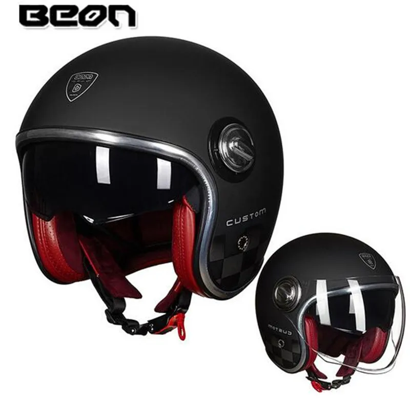BEON мотоциклетный шлем Casco винтажный 3/4 с открытым лицом Capacete Байкерский скутер