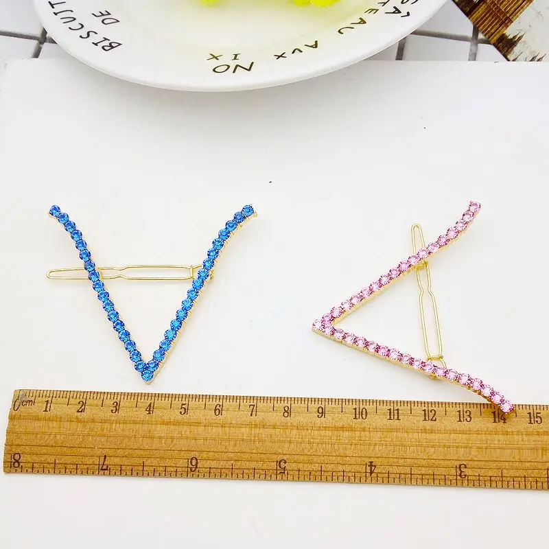 Новая мода горный хрусталь Изысканный &quotV&quot Форма Женщины Шпилька заколка леди