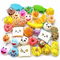 wholesale 30 pcs random squishy slow rising funny cute bread cake pendant charm toy stretchy squeeze cream cute strap