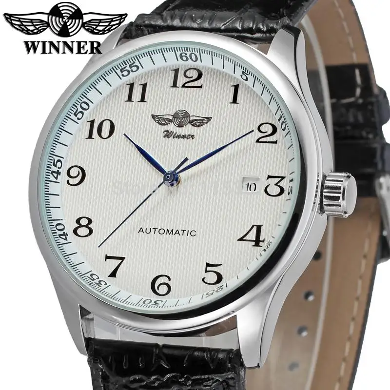 

Часы наручные Winner Мужские автоматические, повседневные Простые Спортивные, с кожаным ремешком из нержавеющей стали, с пряжкой, белые, WRG8024M3S4