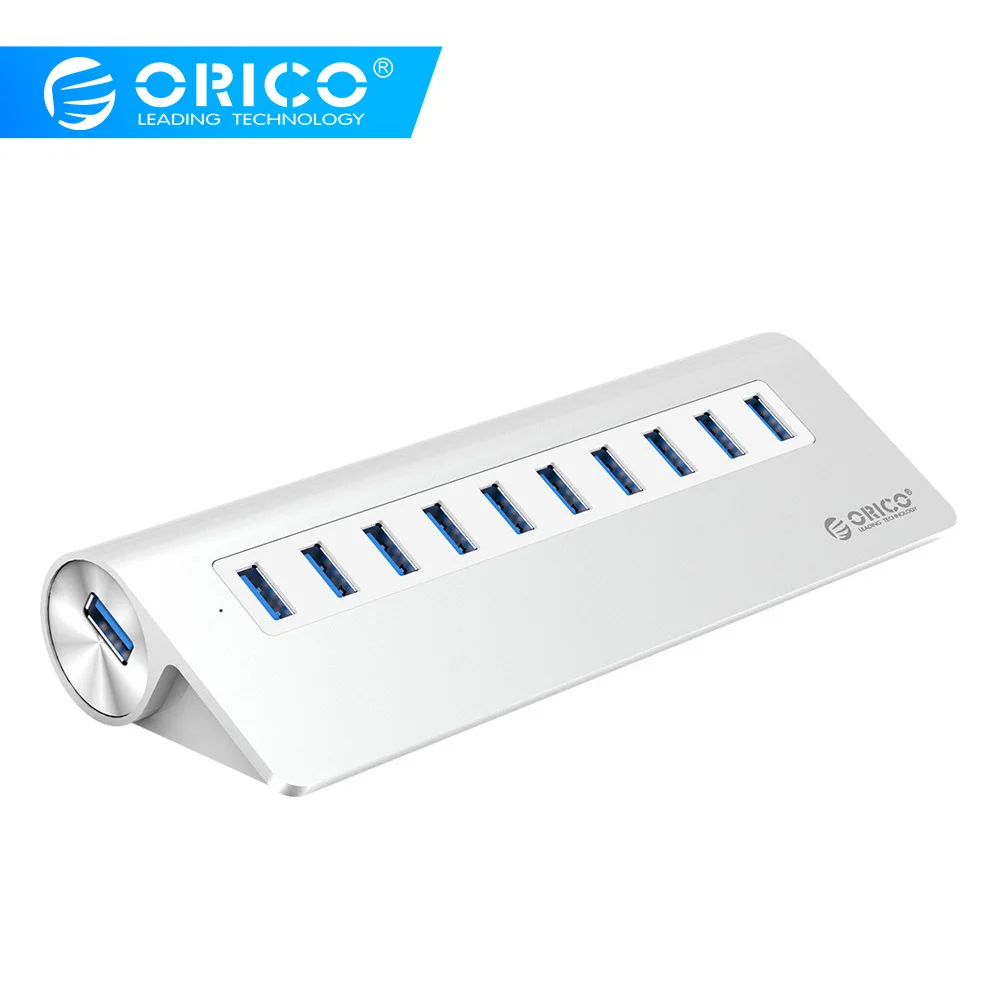 Алюминиевый Концентратор ORICO с 10 портами USB 3 0 для смартфонов планшетов ноутбуков