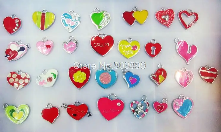 

KJLG!! Free Shipping 20Pcs/Lots Enamel MIXED heart harms pendants for key charm