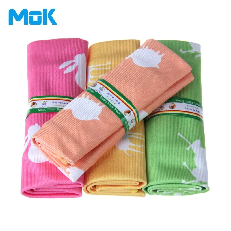 4 шт. полосатая салфетка из микрофибры с принтом животных 40*40 см кухонные