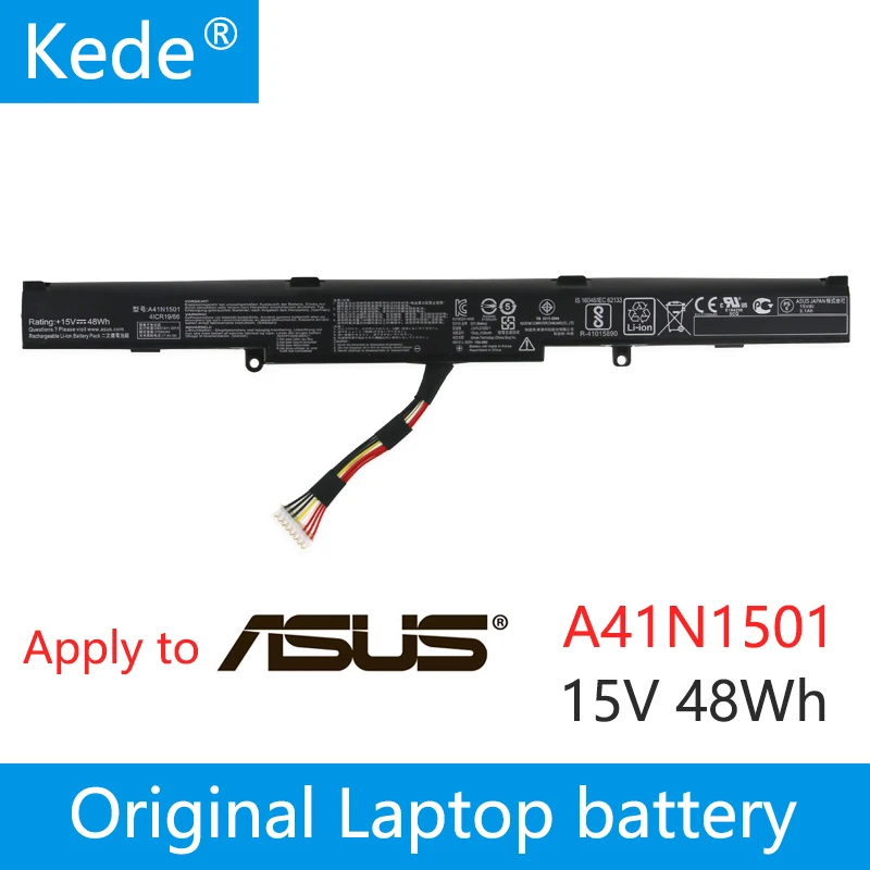 Kede 15V 48Wh A41N1501 Аккумулятор для ноутбука ASUS GL752VW N752V GL752JW N752VW GL752VW-T4108D GL752VW-2B GL752VL-1A планшет