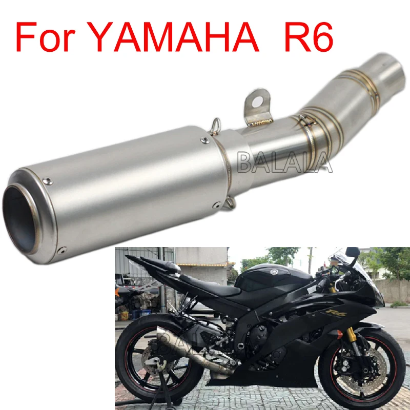 

60 мм мотоциклетные слипоны выхлопной полная система Moto Escape глушитель выхлопной трубы бренда лазер с средняя Соединительная труба для YAMAHA R6 ...
