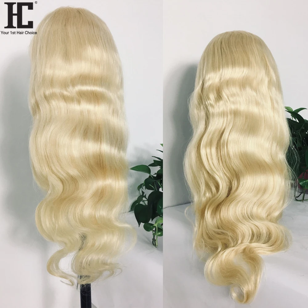 HC Blonde 613 перуанские человеческие волосы Remy парики фронта шнурка 150% медовый блонд
