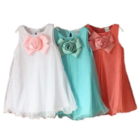 Korean New Girls Dress Kids Chest Three-dimensional Flowers Vest Dresses Children Clothing 3-7 Years | Детская одежда и обувь