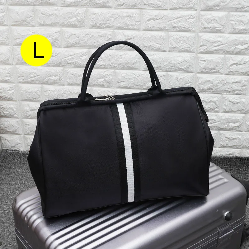 BLACK L Bolsa, полосатая дорожная сумка для спортзала, фитнеса, сумки для багажа, для путешествий, спортивная сумка для женщин и мужчин, для спорта на открытом воздухе Tas XA46A - Цвет: BLACK L