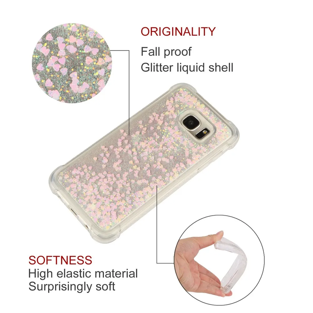 Для Samsung Galaxy S7 Edge Bling Glitter Dynamic Quicksand Liquid телефонный чехол SM-G935F SM-G935FD противоударный