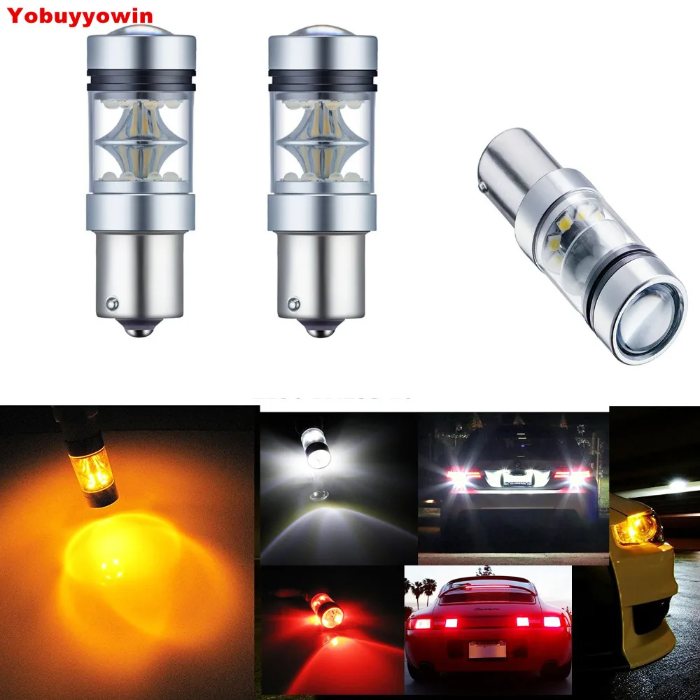 

2pcs/lot Auto Car 6000K 1156 BA15S P21W 7506 CREE Chips 100W Car LED Backup Reverse Tail Light White/Amber/Red Bulb Lamp Canbus