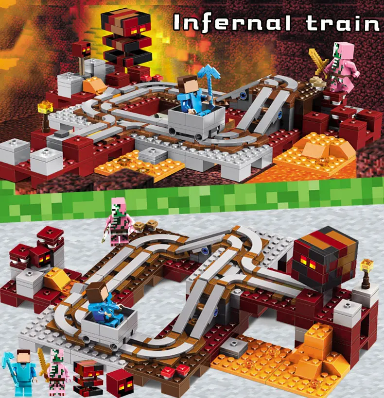Мой Мир ад адская поезд Стив зомби свинья Совместимость Legoings цифры Minecrafted