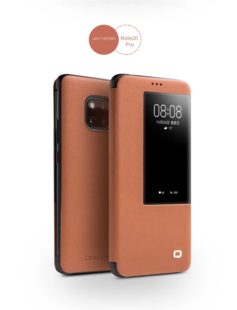 QIALINO, Модный чехол из натуральной кожи для huawei mate 20X5G, тонкий флип-чехол с умным окошком для mate 20 Pro 6,53/6,39/7,2 дюйма