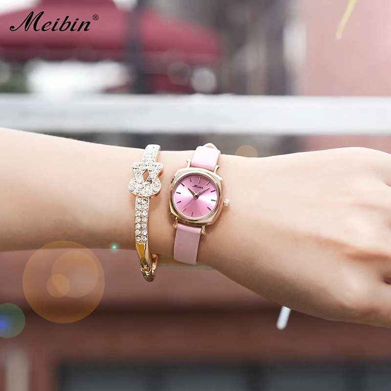 

MEIBIN Brand Fashion Leather Girl Watch Japanese Movement Leather Strap Women Watches Waterproof Clock Relogio Montre Femme