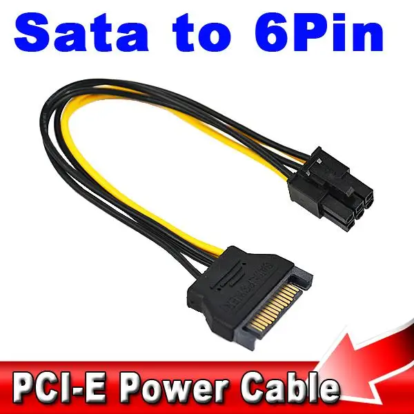 Новый Кабель адаптер SATA Power to 6pin Express 15pin 20 см PCIe PCI e для видеокарты|Кабели| |