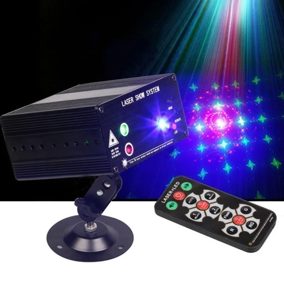 3 отверстия 48 узор лазерный проектор LED диско свет RGB пульт дистанционного