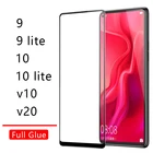 Чехол для Honor 9 10 Lite V10 V20 View 20, чехол с полным наклеиванием, закаленное стекло для Huawei Honer Onor 9lite 10 lite, легкая Защитная пленка для телефона