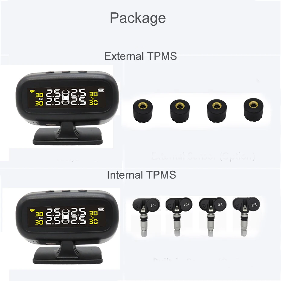 Система контроля давления в шинах TPMS цифровой измеритель на солнечной батарее S05W