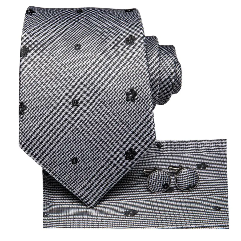 Модный мужской галстук черный белый Шелковый Цветочный жаккардовый тканый