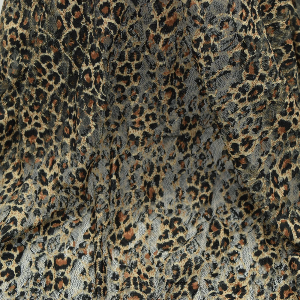 2 ярдов в ширину 150 см Ткань с принтом животных леопардовая кожа печать кружевная