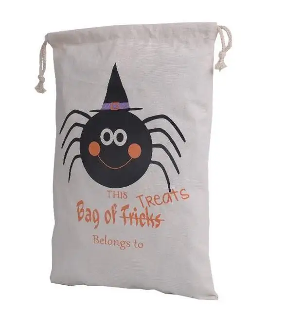 30 pcs 2017 New Halloween Sacks Bag Canvas Personalized Children Candy Gifts Pumpkin Spider treat or trick Drawstring Bags | Дом и сад