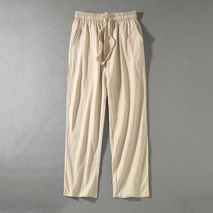 

Big size men's linen Full Length Pants plus size casual Linen male Chinese style Drawstring loose Haren Wide leg pants L-6XL