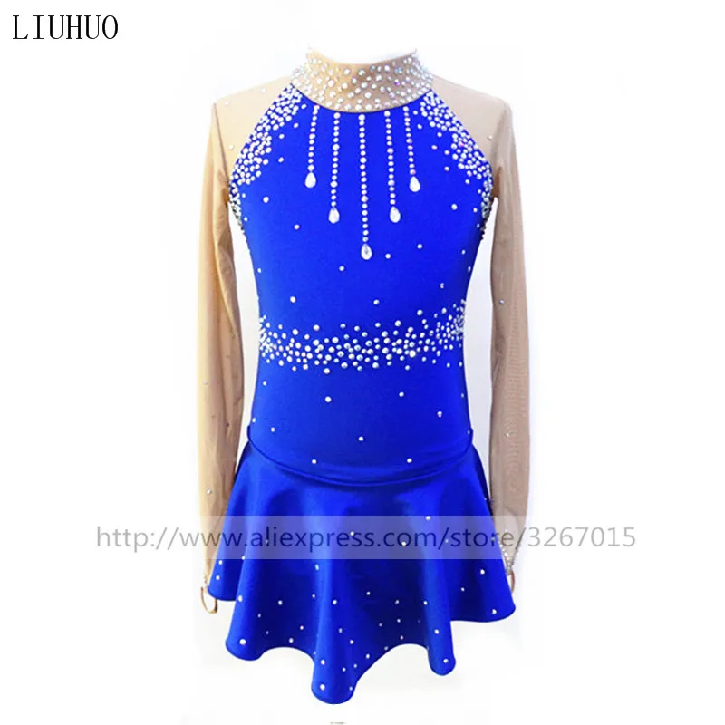 

LIUHUO женщины девочка выступление балета гимнастика соревнование трико ледяные фигуры катание платье танцы синий Подростковый Костюм для де...