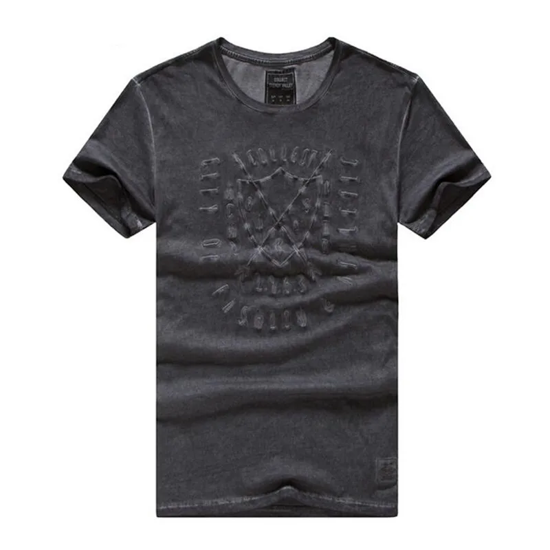 grey GustOmerD модные хлопковые футболки для мужчин Slim Fit короткий рукав топы с принтом Высококачественная брендовая одежда для мужчин s футболки на каждый день - Цвет: grey