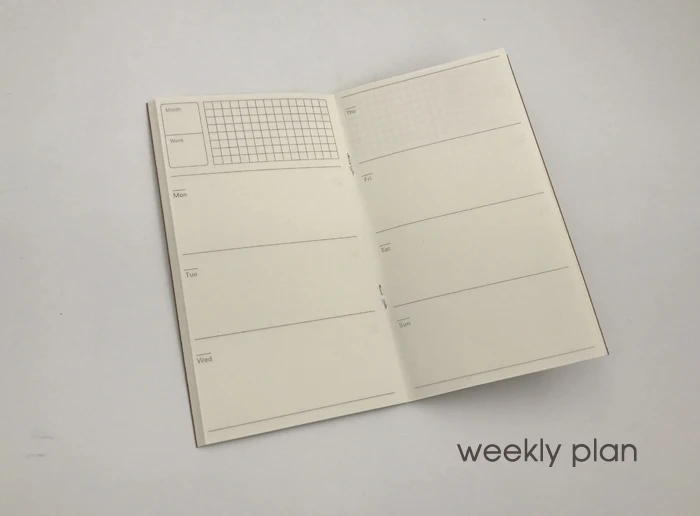 Weekly Plan Записная книжка путешественника, сменная бумага, внутренняя бумага для наполнения, ежедневная заметка, мини-блокнот, Размер 9x12,5 см - Цвет: Weekly Plan