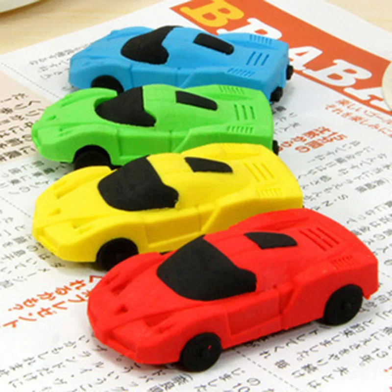 Super Cute 1pc Send Random Kawaii Children Sports Car Pencil Erasers Rubber Eraser for Kids School Office Supplies Kids Gift