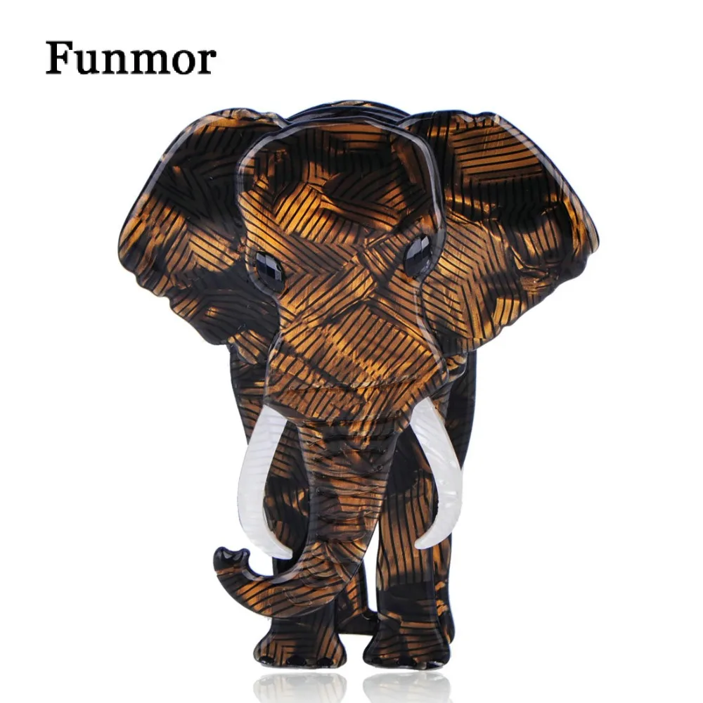 

FUNMOR Handmade Acrylic Large Elephant Brooch Resin Vivid Animal Brooches And Pins For Women Men Scarf Badges Accessories Gifts
