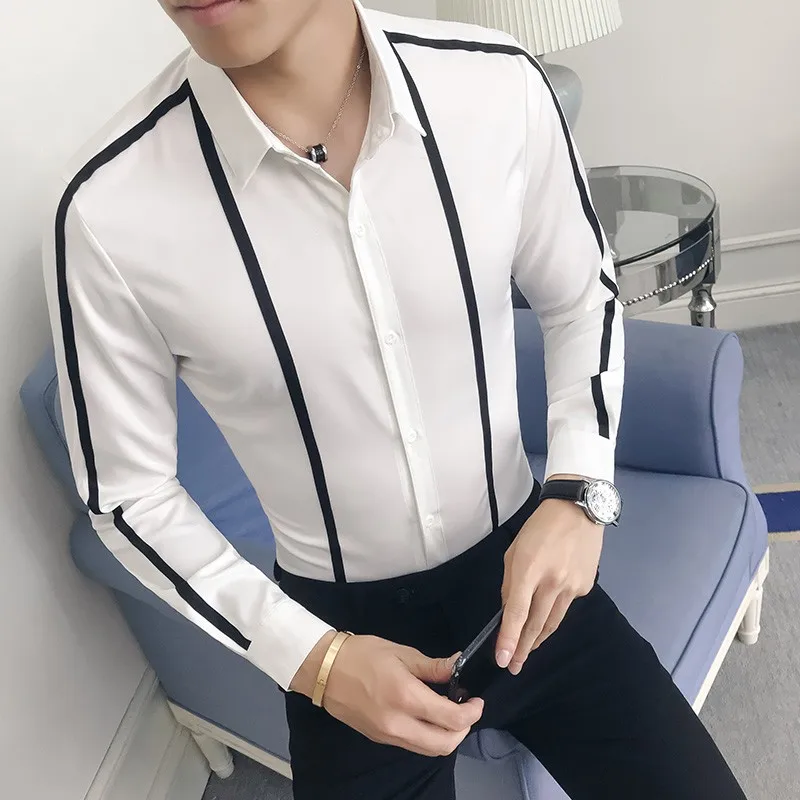 

Plus Size Men Shirt Brand New Slim Fit Casual Men's Social Shirts Long Sleeve Business Formal Wear Party Dress Shirts 5XL-S Sale