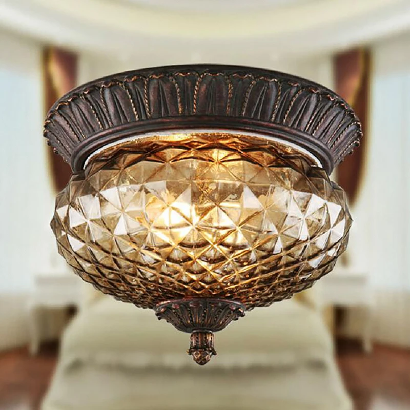 Винтажный светодиодный потолочный светильник s Европейский хрустальный лампа