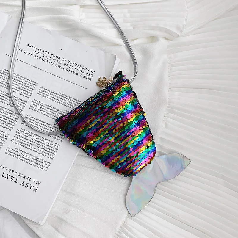 Женский кошелек с блестками и хвостом русалки сумка-мессенджер для девочек