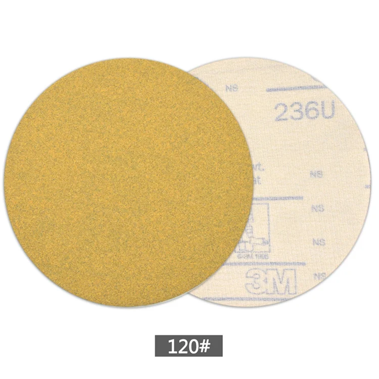 POLIWELL 5PCS 6 Inch 17-Hole Waterproof Sandpaper for Hook and Loop Sanding Pad Car Polishing Grinder Sander Yellow Sanding Disc