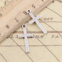 20pcs charms double sided cross 13x27mm tibetan bronze silver color pendants antique jewelry making diy handmade craft