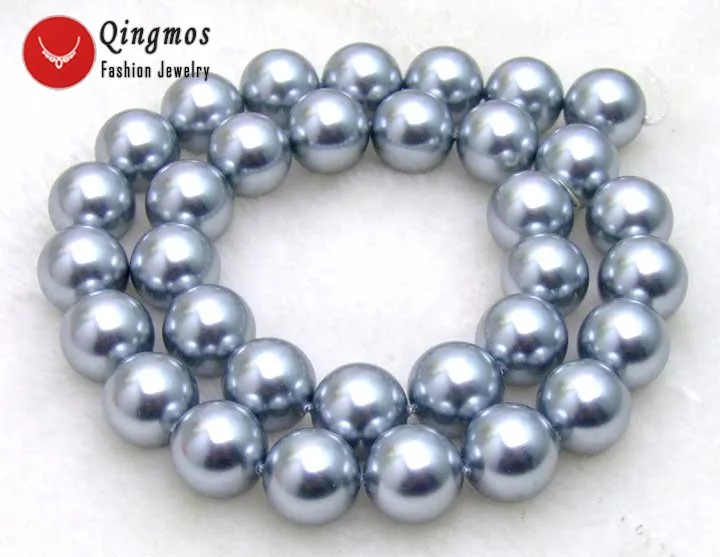 

Qingmos 12mm Round Gold Sea Shell Pearl Beads for Jewelry Making DIY Necklace Bracelet Earring Accessories Loose Strands 15"